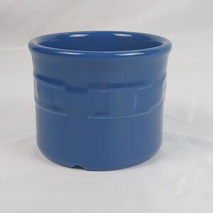Longaberger Pottery Crock Blue Small Utensil Holder Jar USA Vintage